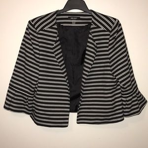 Nine West cropped blazer. Black/white stripe
